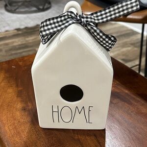 Rae Dunn White Birdhouse with Black Accents